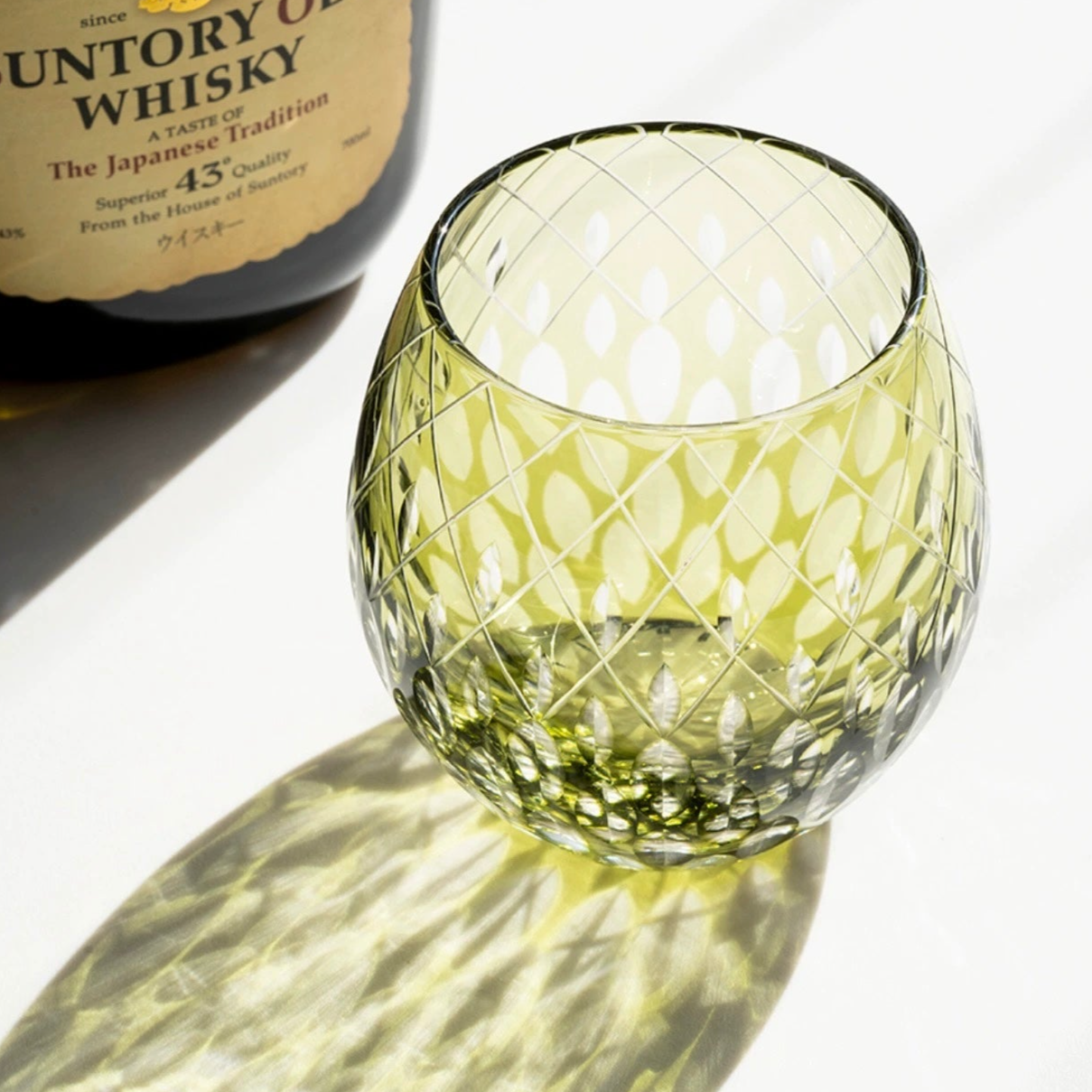 Edo Kiriko Hand-Carved Spider Eye Whisky Glass