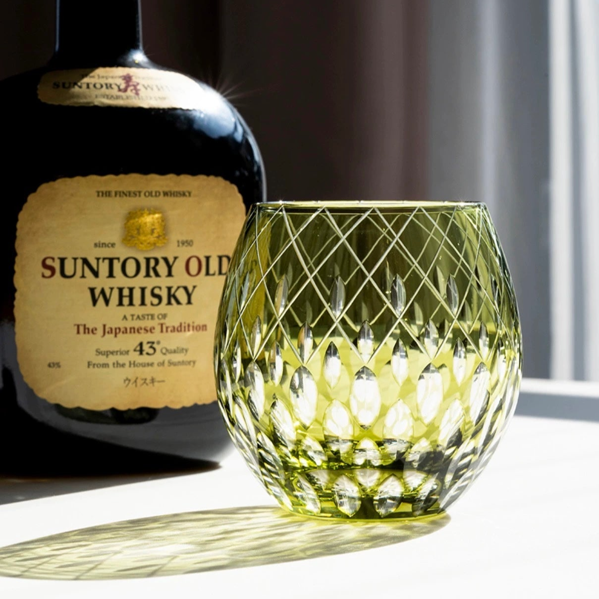 Edo Kiriko Hand-Carved Spider Eye Whisky Glass