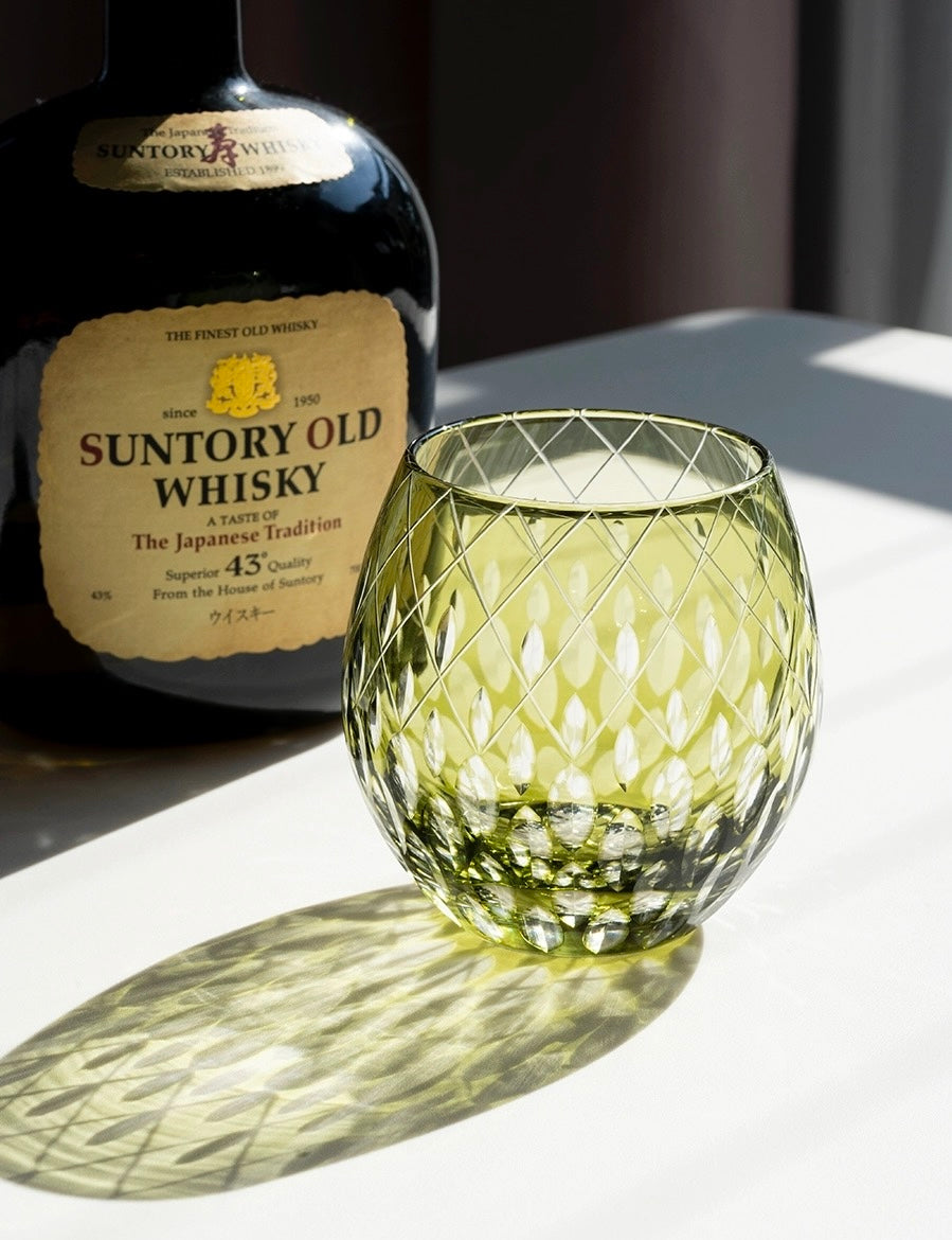 Edo Kiriko Hand-Carved Spider Eye Whisky Glass