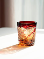 Edo Kiriko Hand-Carved Peacock Pattern Whiskey Glass