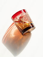 Edo Kiriko Hand-Carved Peacock Pattern Whiskey Glass