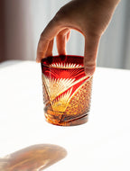 Edo Kiriko Hand-Carved Peacock Pattern Whiskey Glass