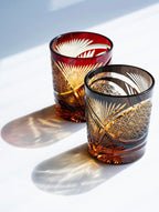 Edo Kiriko Hand-Carved Peacock Pattern Whiskey Glass