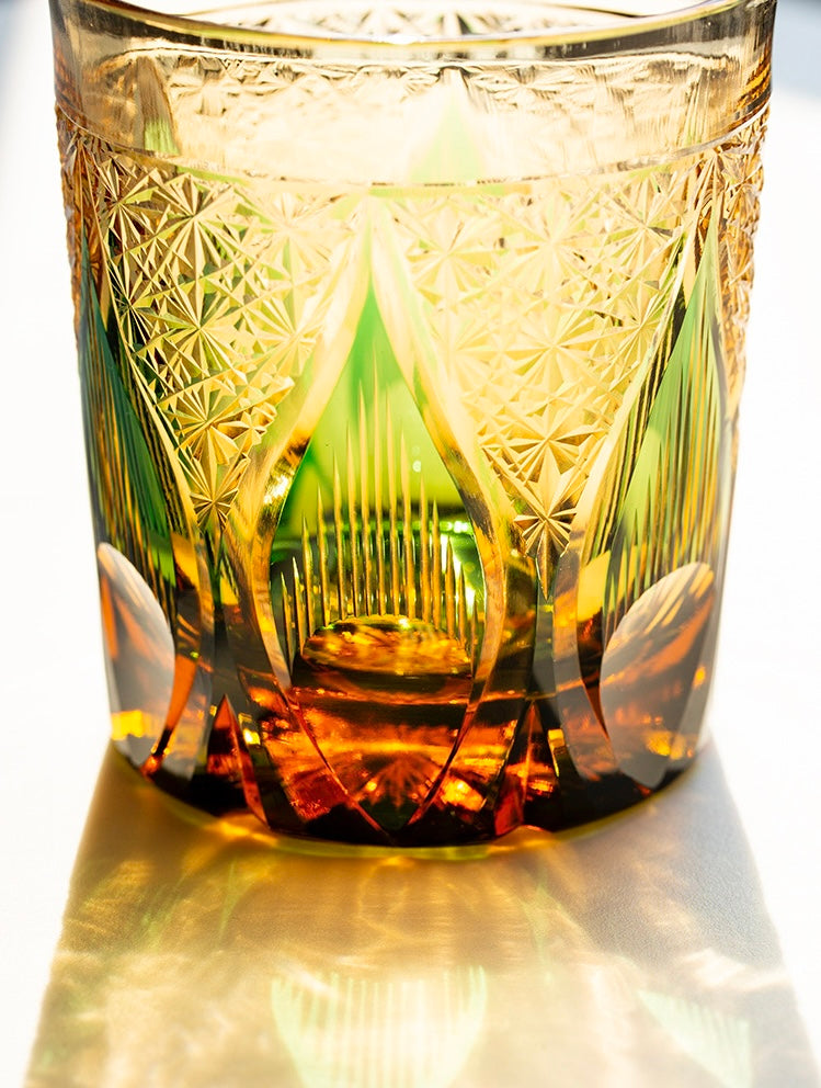 Edo Kiriko Hand-Carved Candle Flame Whiskey Glass