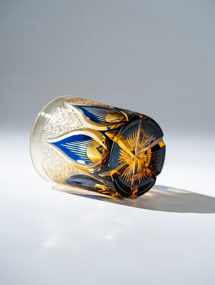 Edo Kiriko Hand-Carved Candle Flame Whiskey Glass