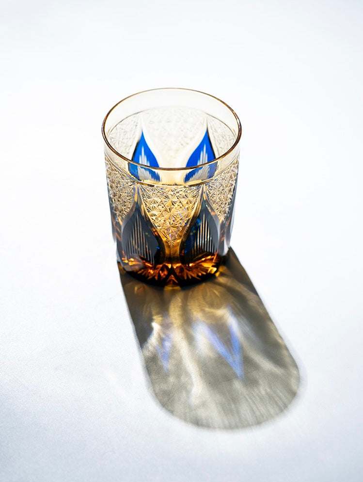 Edo Kiriko Hand-Carved Candle Flame Whiskey Glass