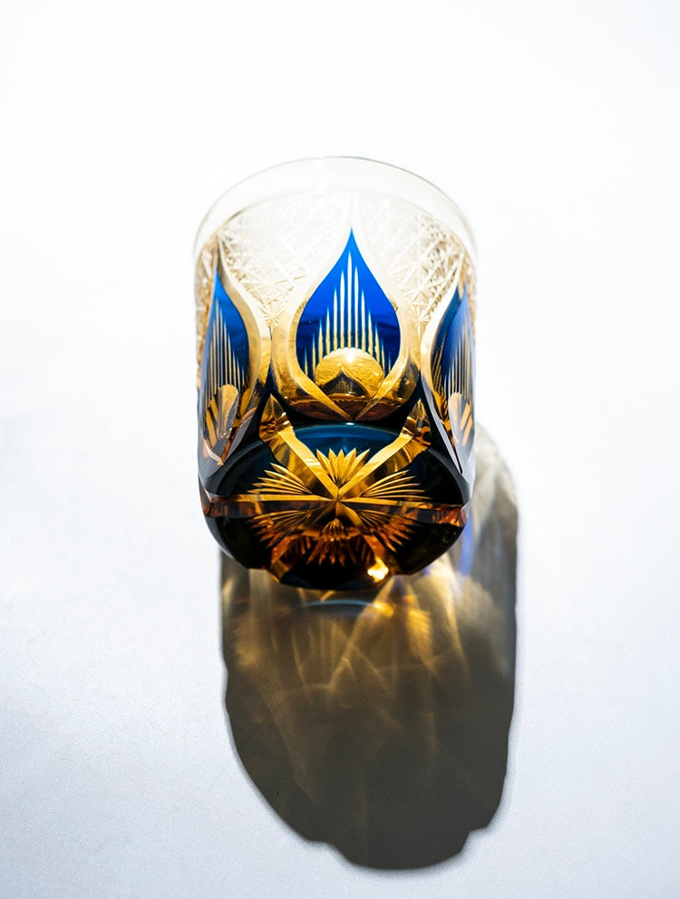 Edo Kiriko Hand-Carved Candle Flame Whiskey Glass