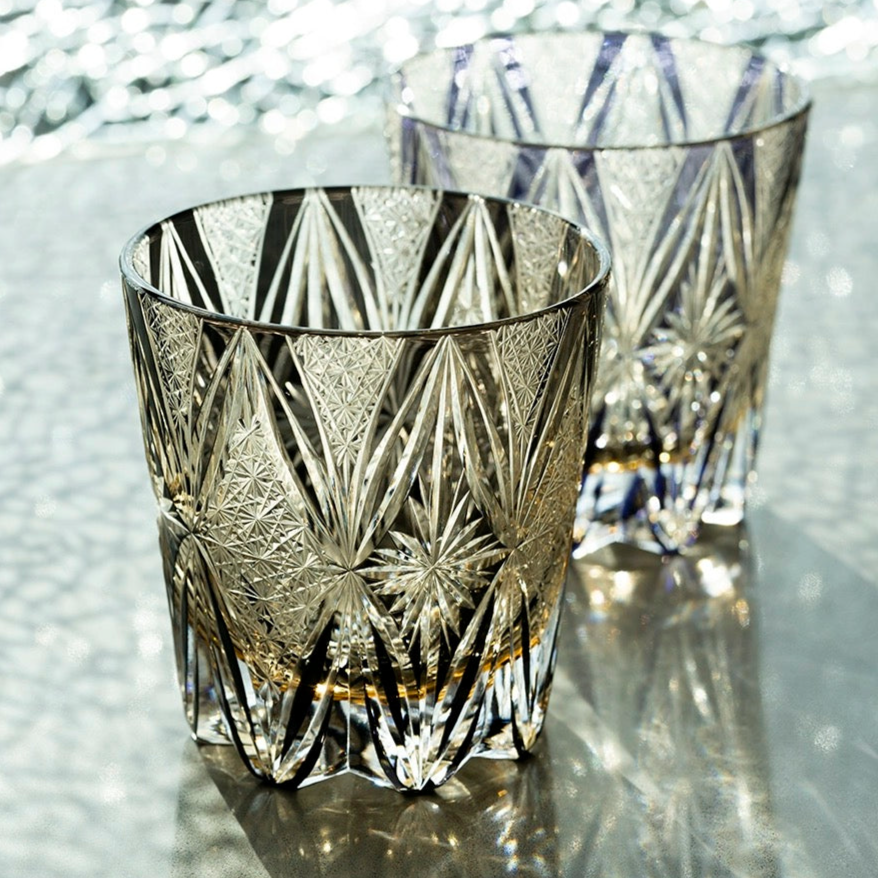 Edo Kiriko Hand-Carved Brocade Whiskey Glass