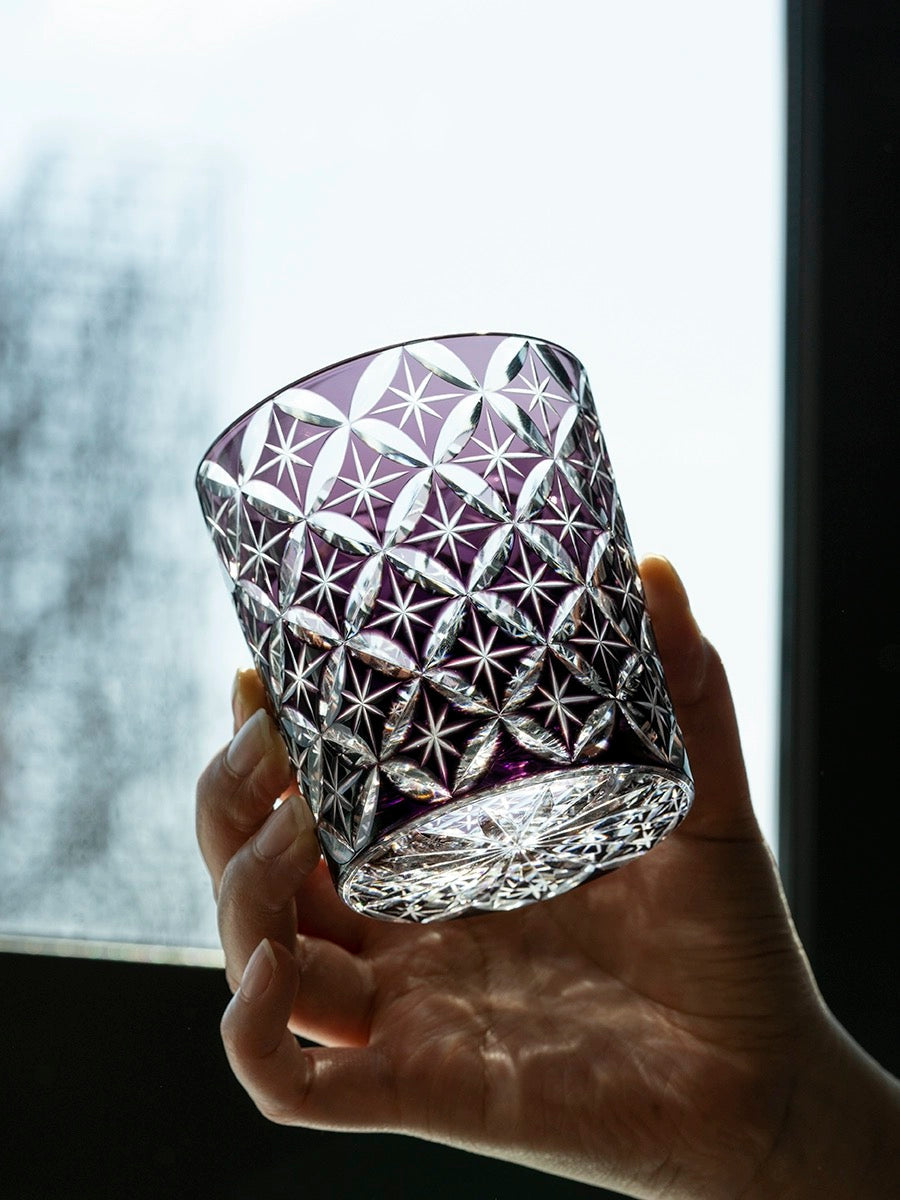 Edo Kiriko Hand-Carved Starlight Whiskey Glass