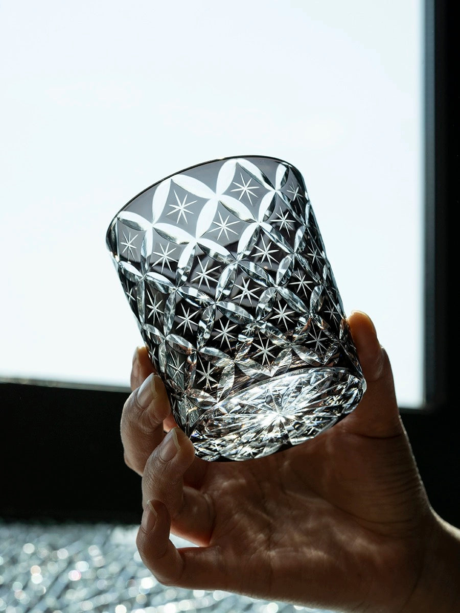 Edo Kiriko Hand-Carved Starlight Whiskey Glass