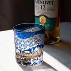 Edo Kiriko Hand-Carved Dawn Tricolor Whiskey Glass