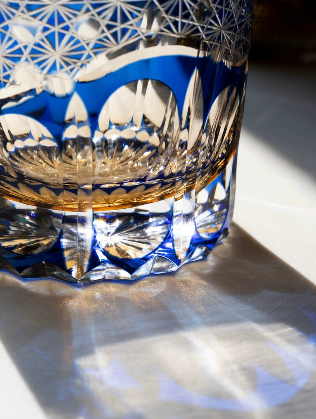 Edo Kiriko Hand-Carved Dawn Tricolor Whiskey Glass