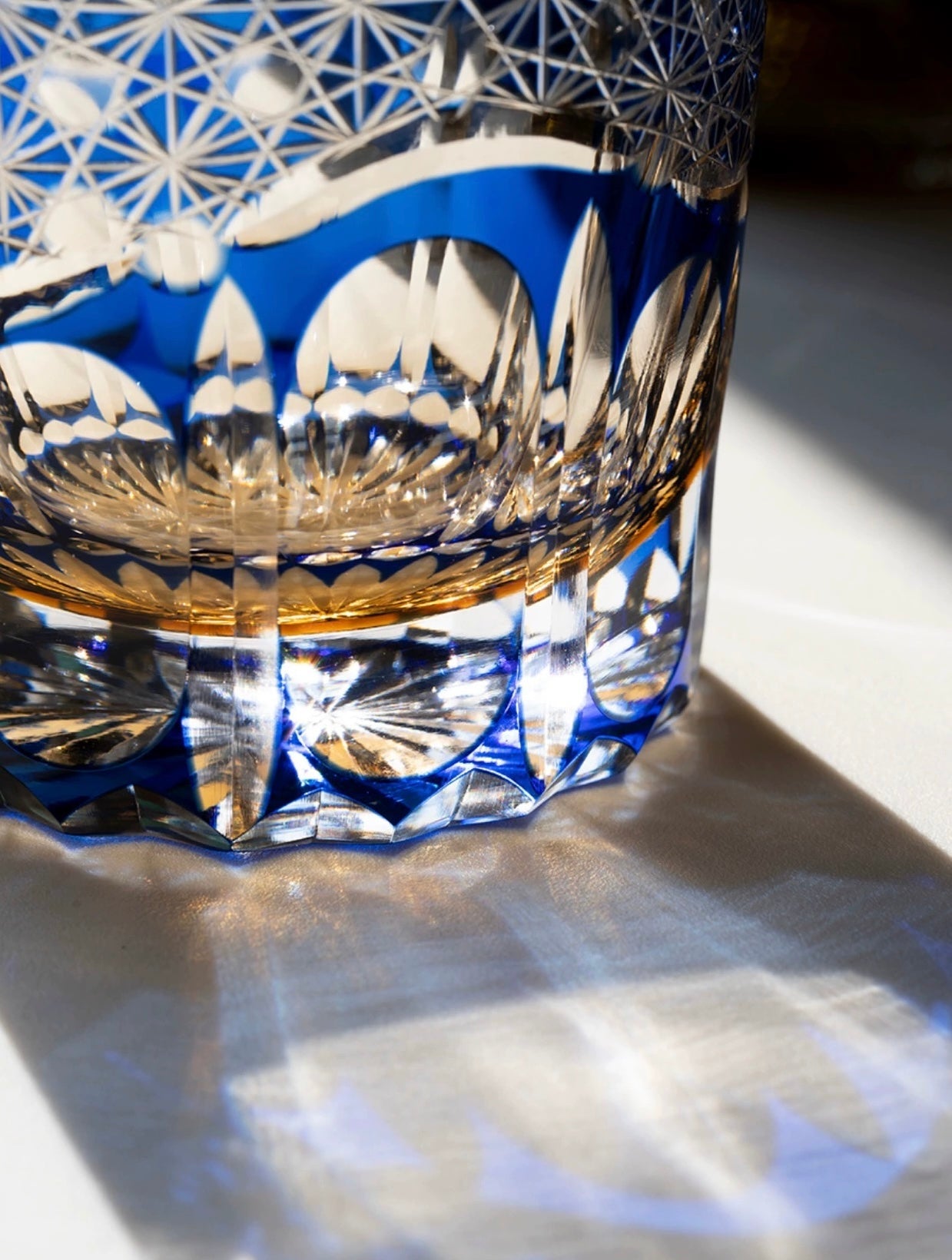 Edo Kiriko Hand-Carved Dawn Tricolor Whiskey Glass