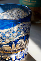 Edo Kiriko Hand-Carved Dawn Tricolor Whiskey Glass
