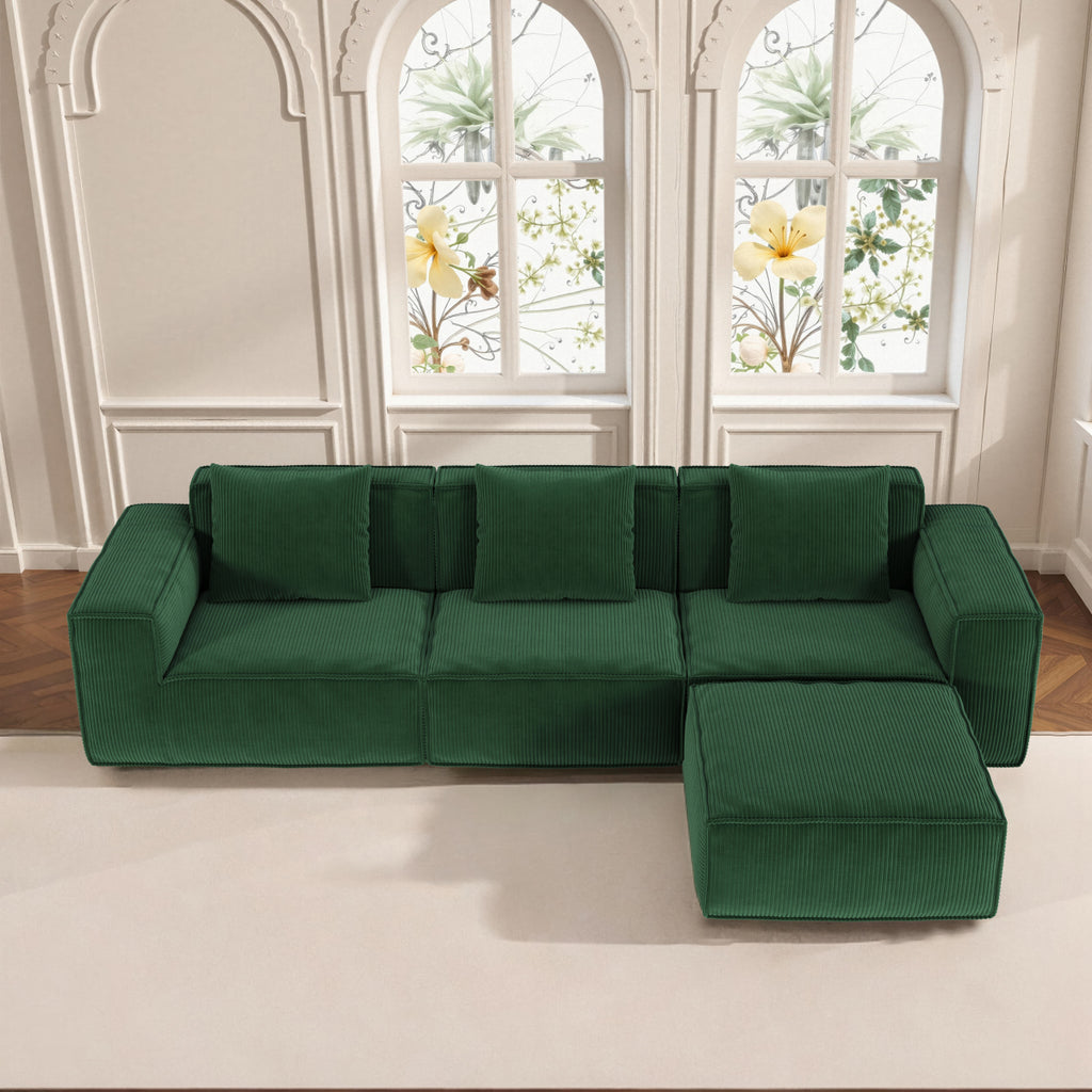 118" Modular Sofa, Convertible to Oversized Sofa Bed Cloud Velvet Fabric