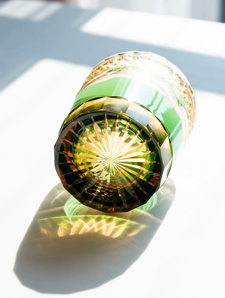 Edo Kiriko Hand-Carved Mount Fuji Whiskey Glass