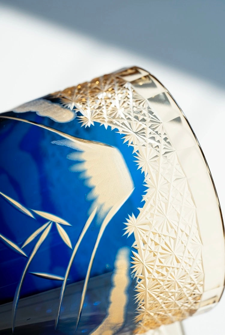 Edo Kiriko Hand-Carved Mount Fuji Whiskey Glass