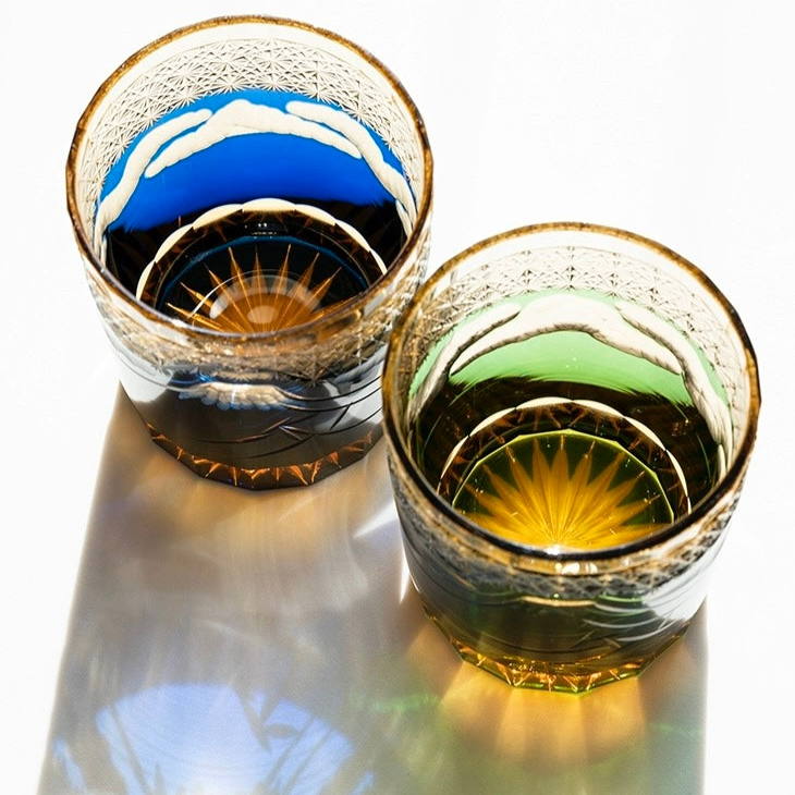 Edo Kiriko Hand-Carved Mount Fuji Whiskey Glass