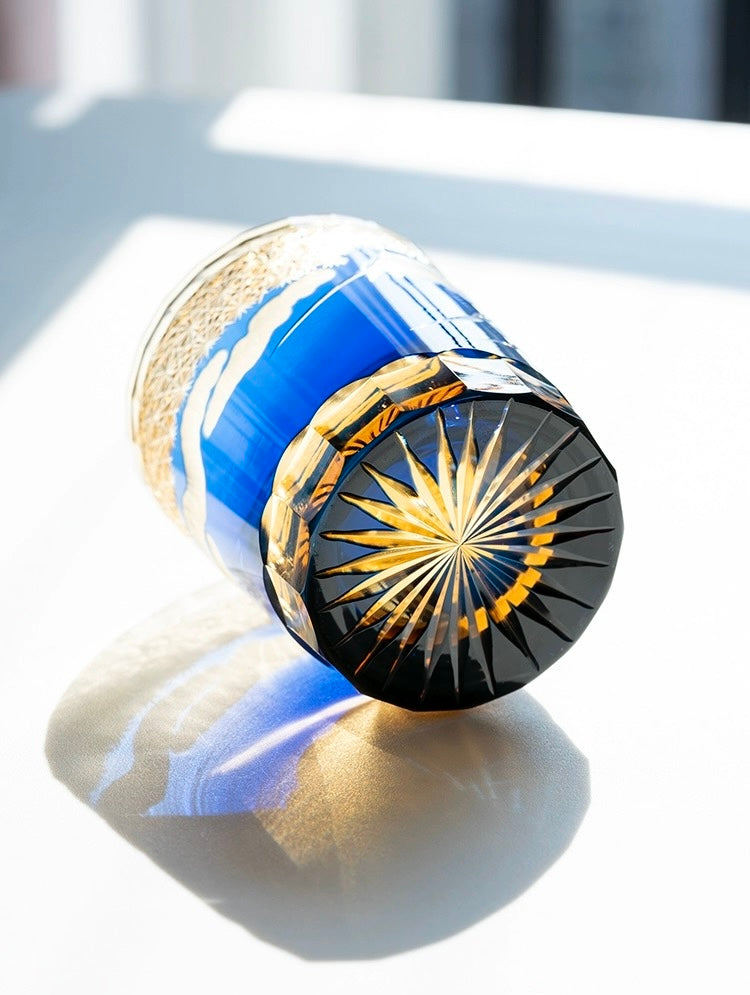 Edo Kiriko Hand-Carved Mount Fuji Whiskey Glass