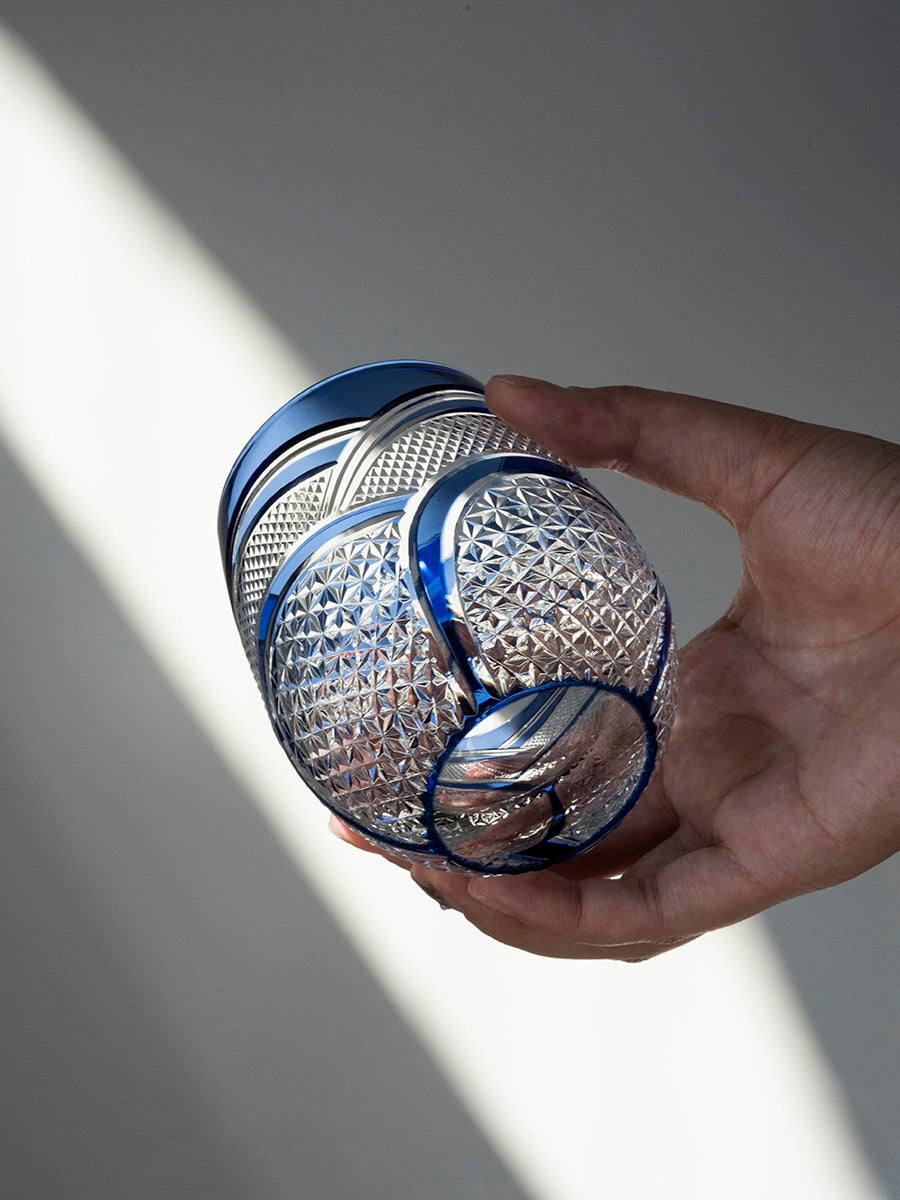 Edo Kiriko Hand-Carved Ripple Whiskey Glass