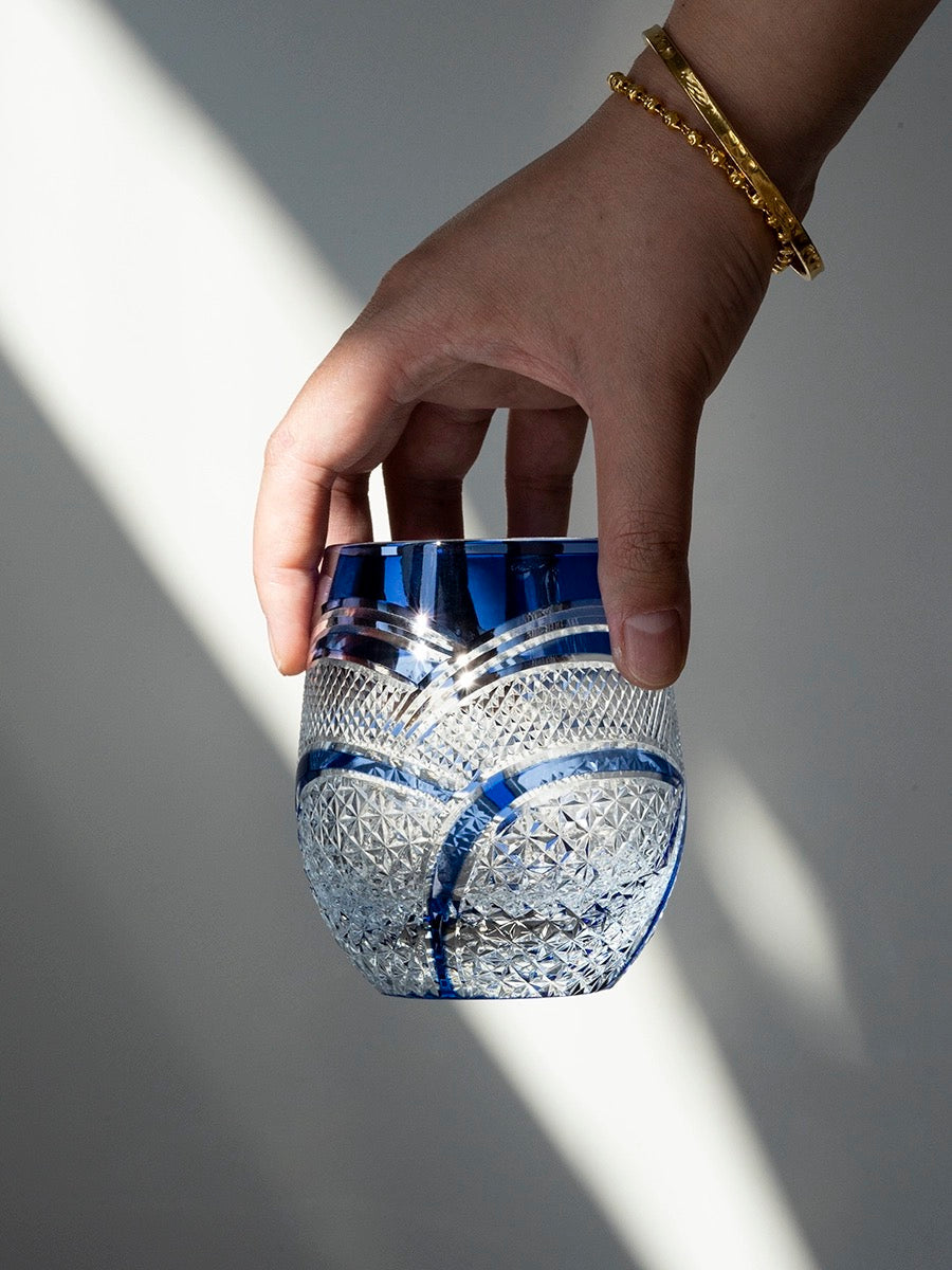 Edo Kiriko Hand-Carved Ripple Whiskey Glass