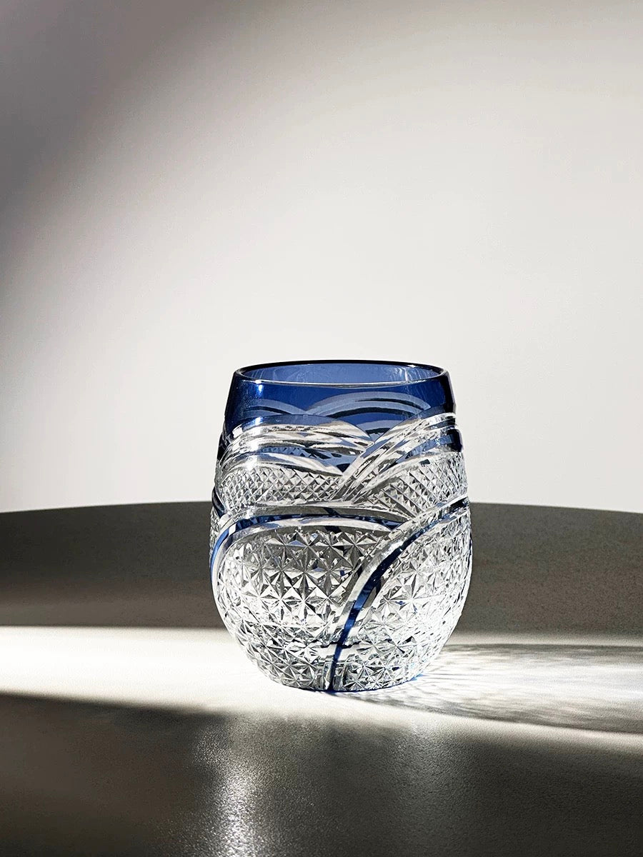 Edo Kiriko Hand-Carved Ripple Whiskey Glass