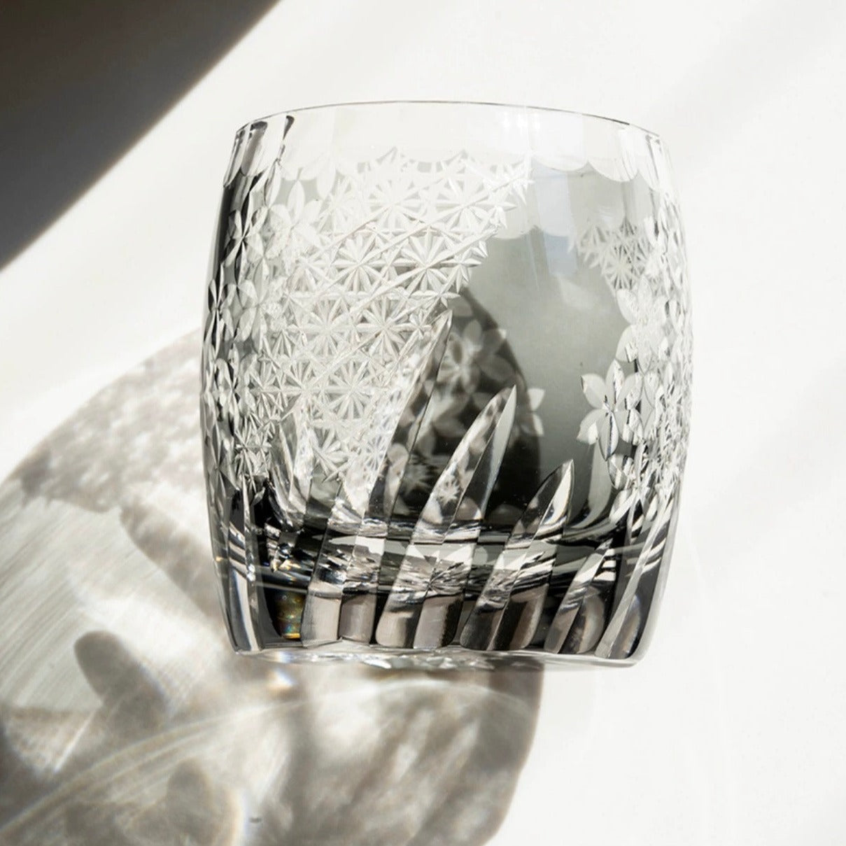 Edo Kiriko Hand-Carved Frost Flower Whiskey Glass