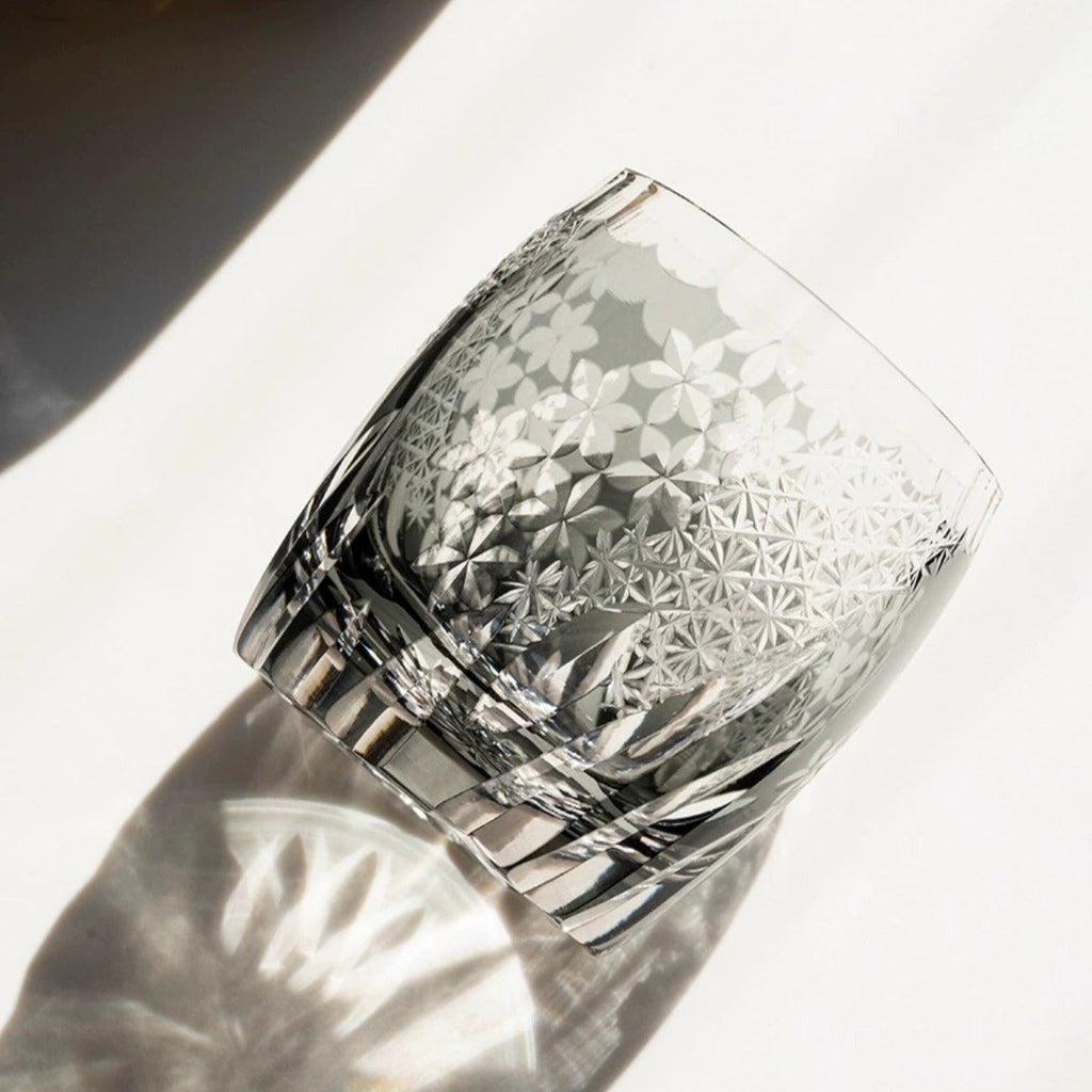 Edo Kiriko Hand-Carved Frost Flower Whiskey Glass