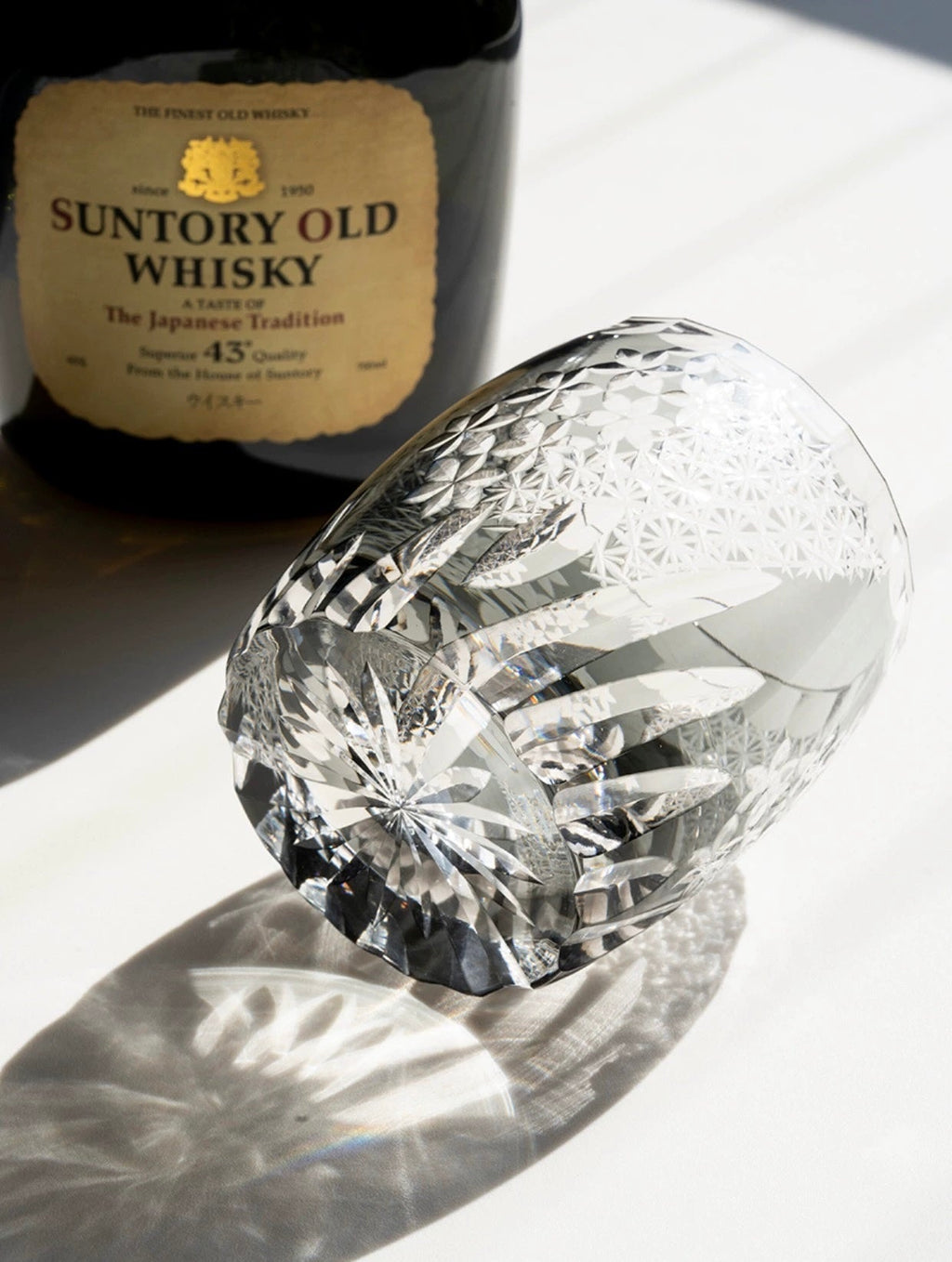 Edo Kiriko Hand-Carved Frost Flower Whiskey Glass