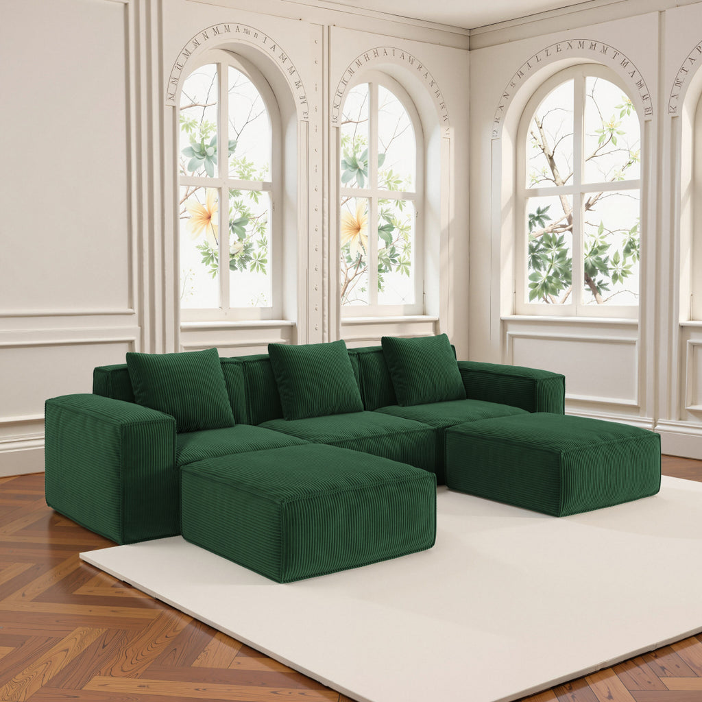 118-inch modular sofa can be converted into an oversized sofa bed Free conversion sofa set flexible configuration, soft corduroy cloud velvet fabric