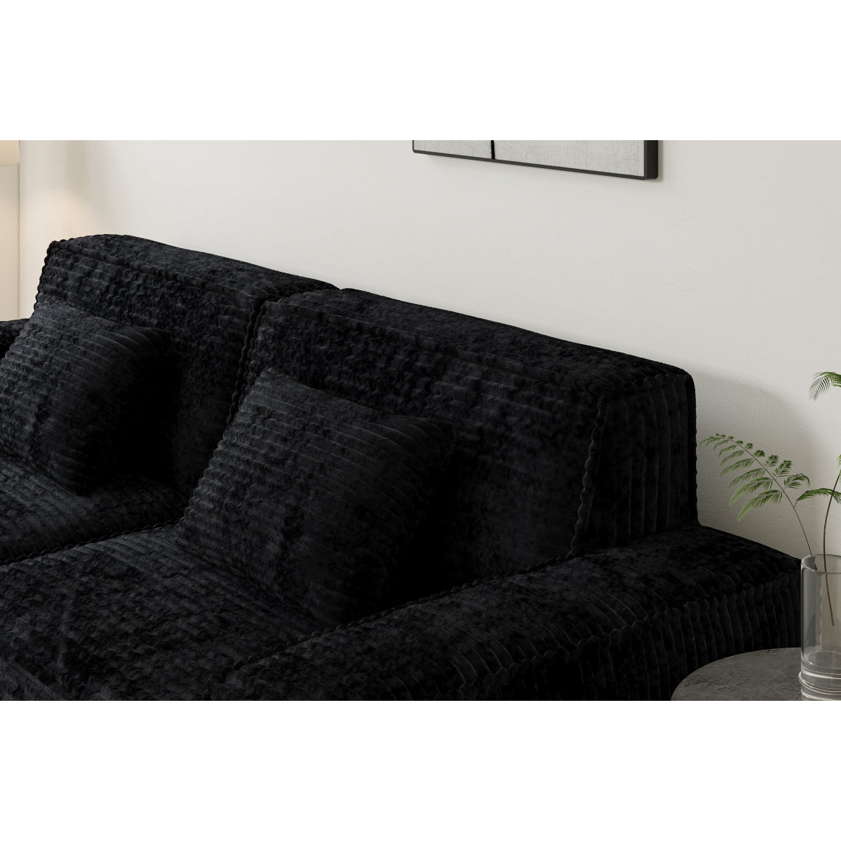 106.3 inch Striped Compression Chaise Longue Sofa