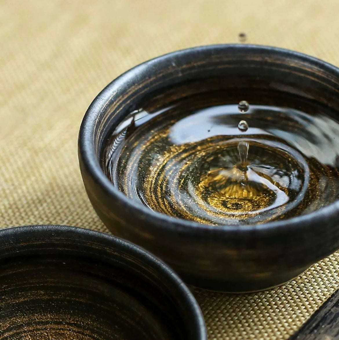 Hasami-Yaki Black Glaze Tenmoku Chawan Set