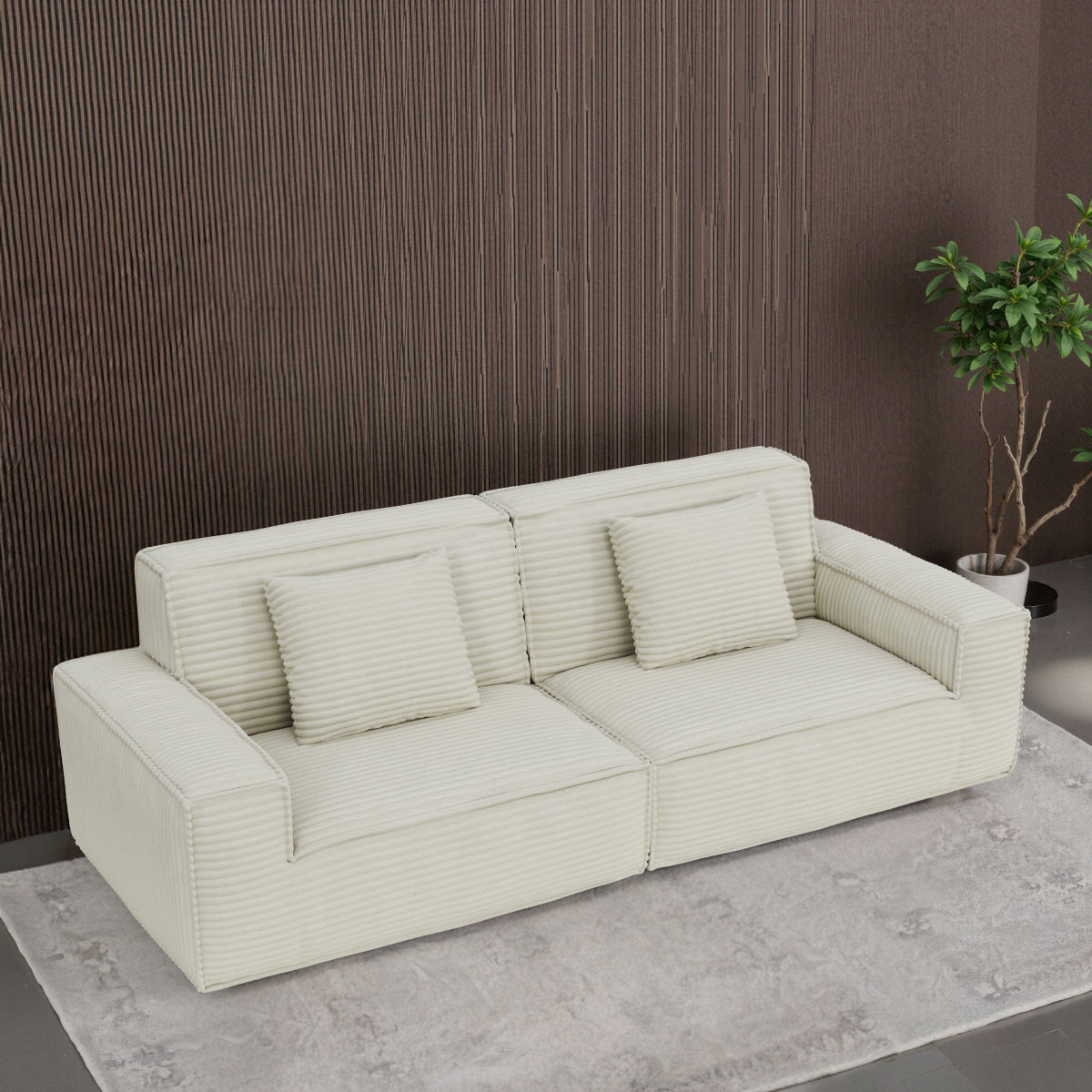 106.3" Large Striped Fabric Sofa, Modern & Cozy Living Room/Bedroom Furniture