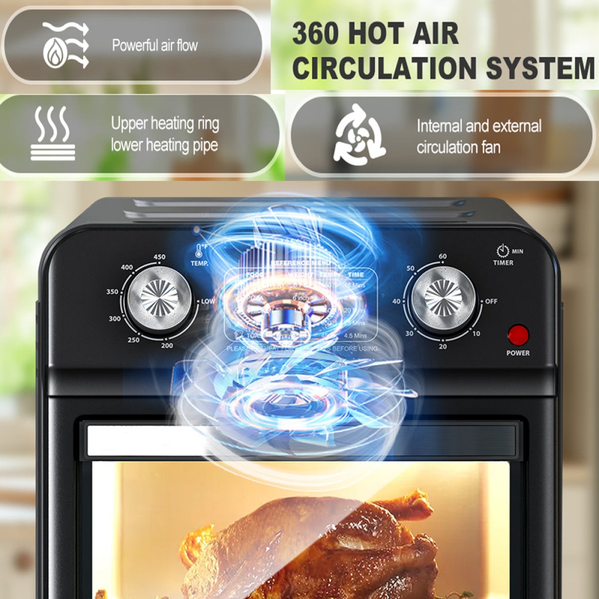 12.5 Quart 7-in-1 1500W Convection Toaster Oven Stainless Steel Black