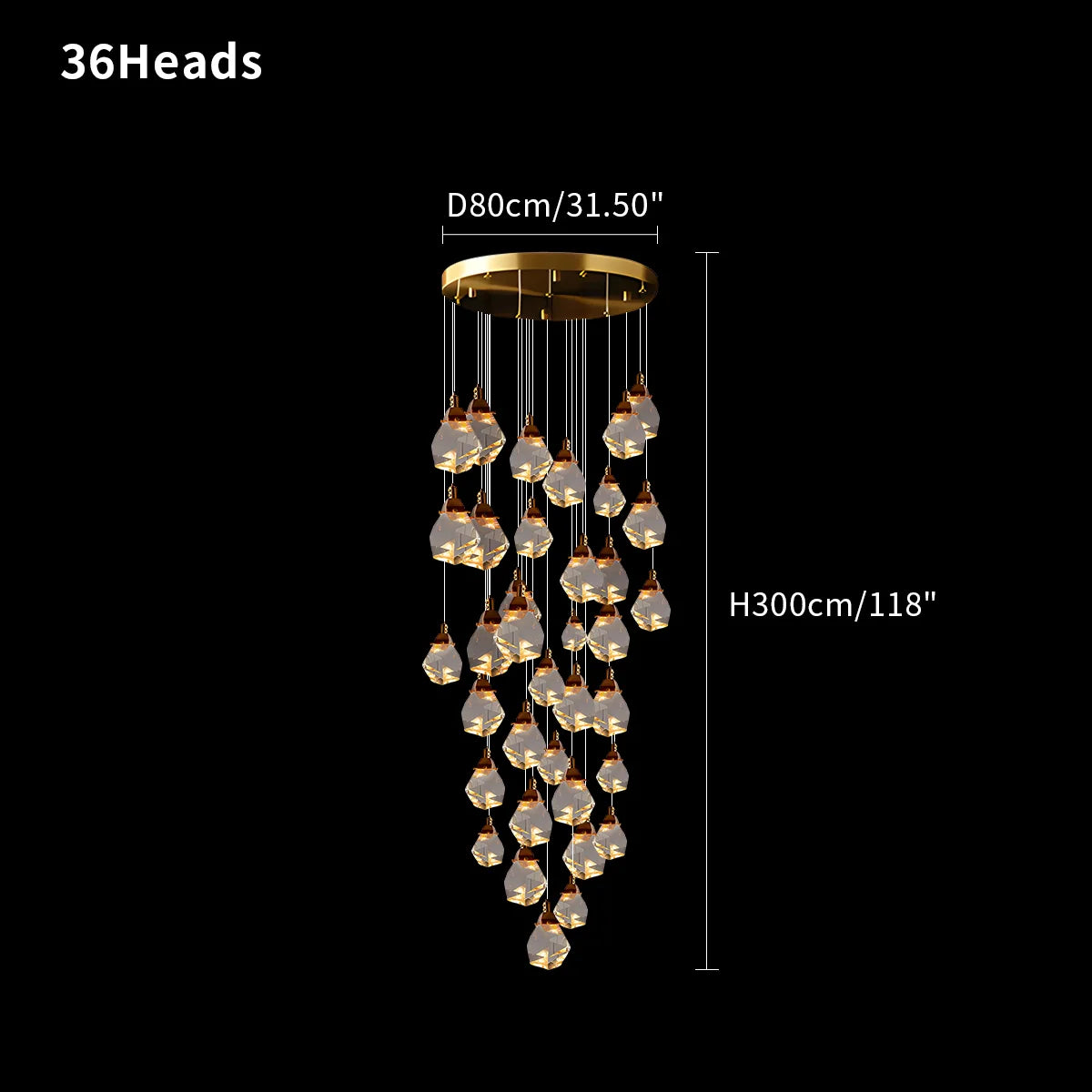 Rock Crystal Rain Chandelier for Living Room