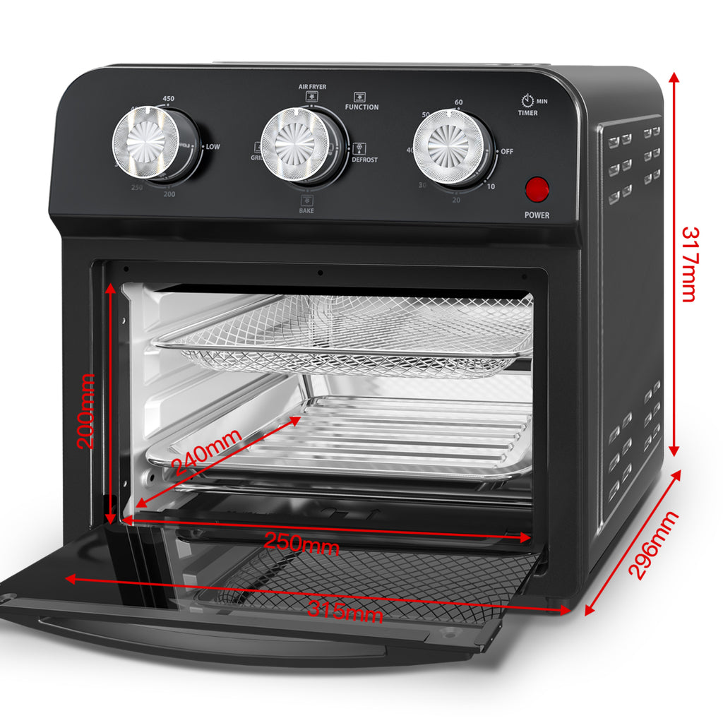 12.5 Quart 1500W Air Fryer Convection Toaster Oven 7-in-1 Stainless Steel Black