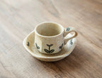 Hasami-Yaki Ceramic Hand-Painted Floral and Leaf Pattern Coffee Cup