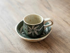 Hasami-Yaki Ceramic Hand-Painted Floral and Leaf Pattern Coffee Cup