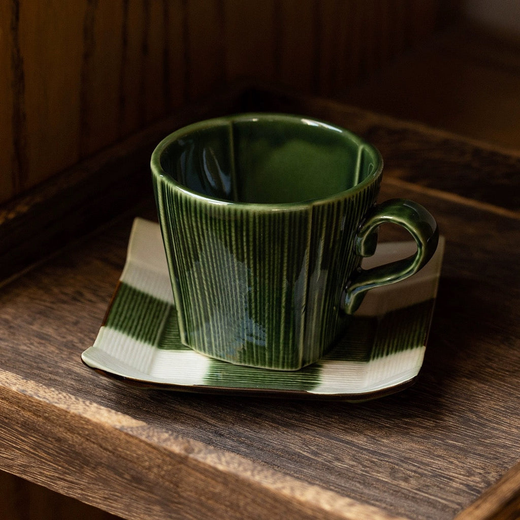 Seto Ware Woven Green Glaze Coffee Cup