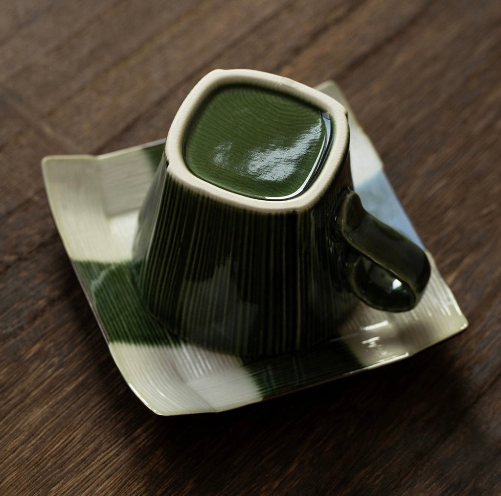 Seto Ware Woven Green Glaze Coffee Cup