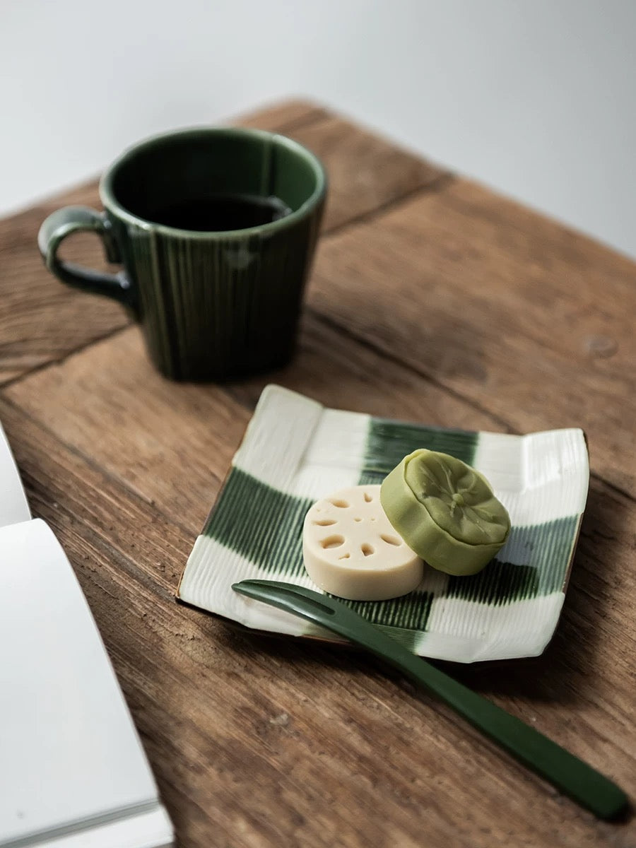 Seto Ware Woven Green Glaze Coffee Cup