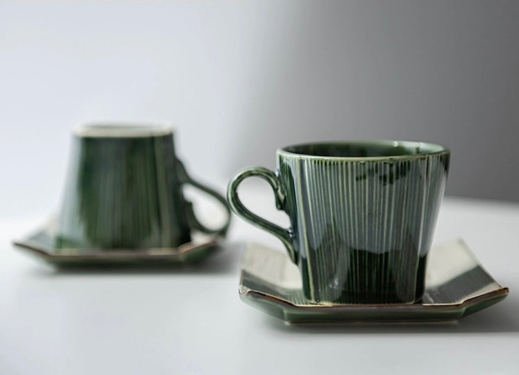 Seto Ware Woven Green Glaze Coffee Cup
