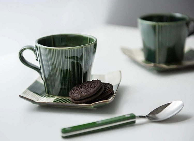 Seto Ware Woven Green Glaze Coffee Cup