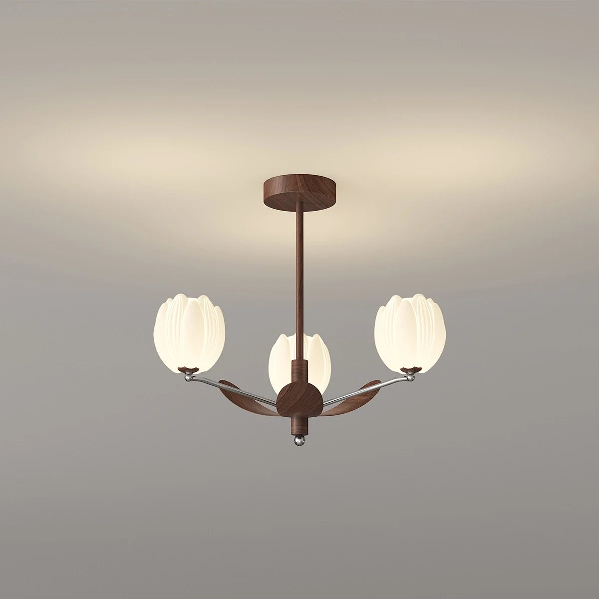 Retro Walnut Color Flower Chandelier for Living Room