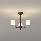 Retro Walnut Color Flower Chandelier for Living Room
