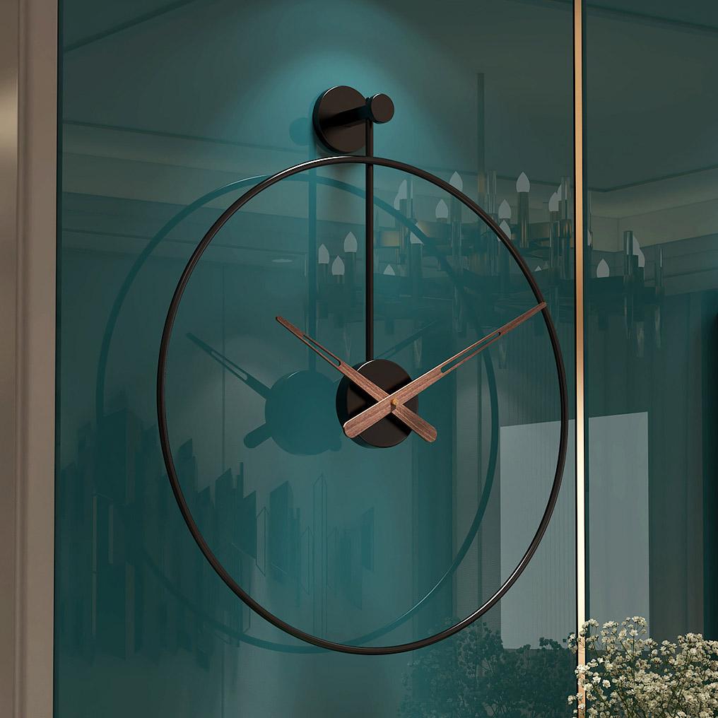 20'' Walnut Hands Metal Wall Clock
