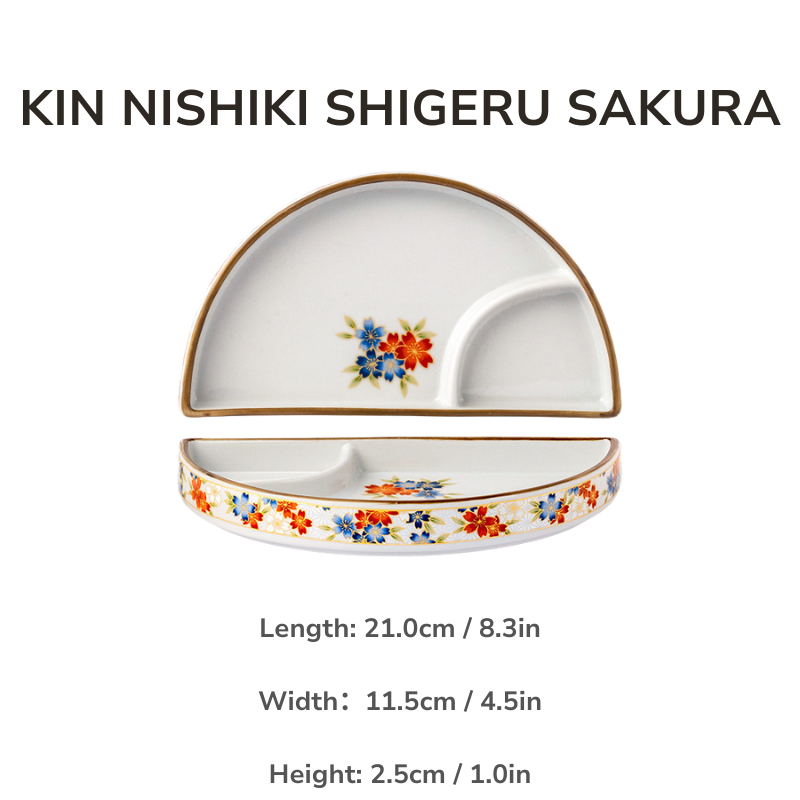 Mino Ware Usuyama Half-Moon Divided Plate