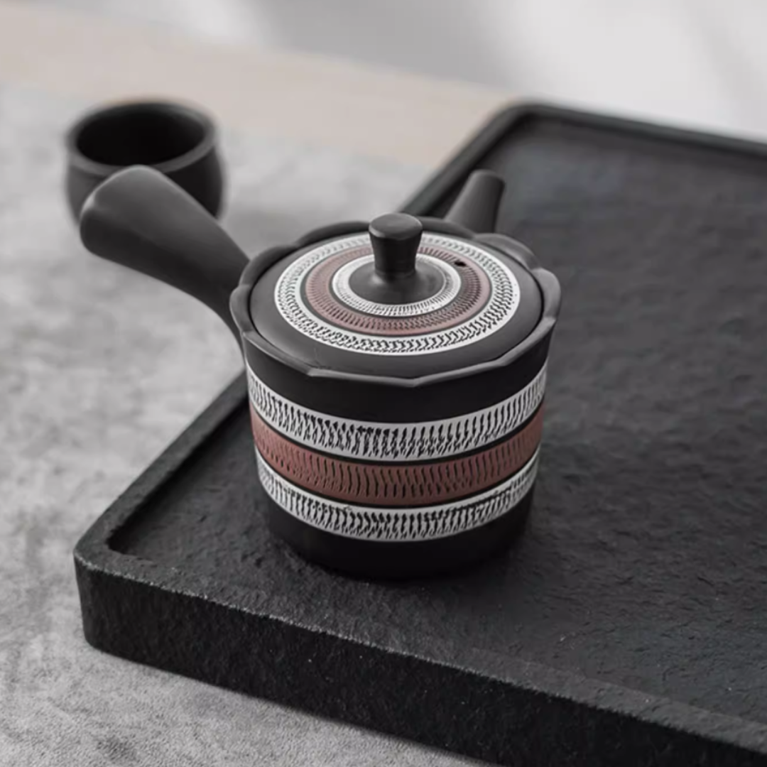 Tokoname Ware Hand-Carved Misty Rain Teapot