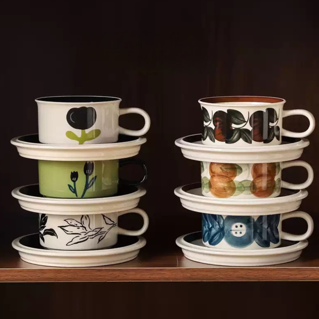 Kawasimaya Vintage Floral Coffee Mug Wedding Gift Set