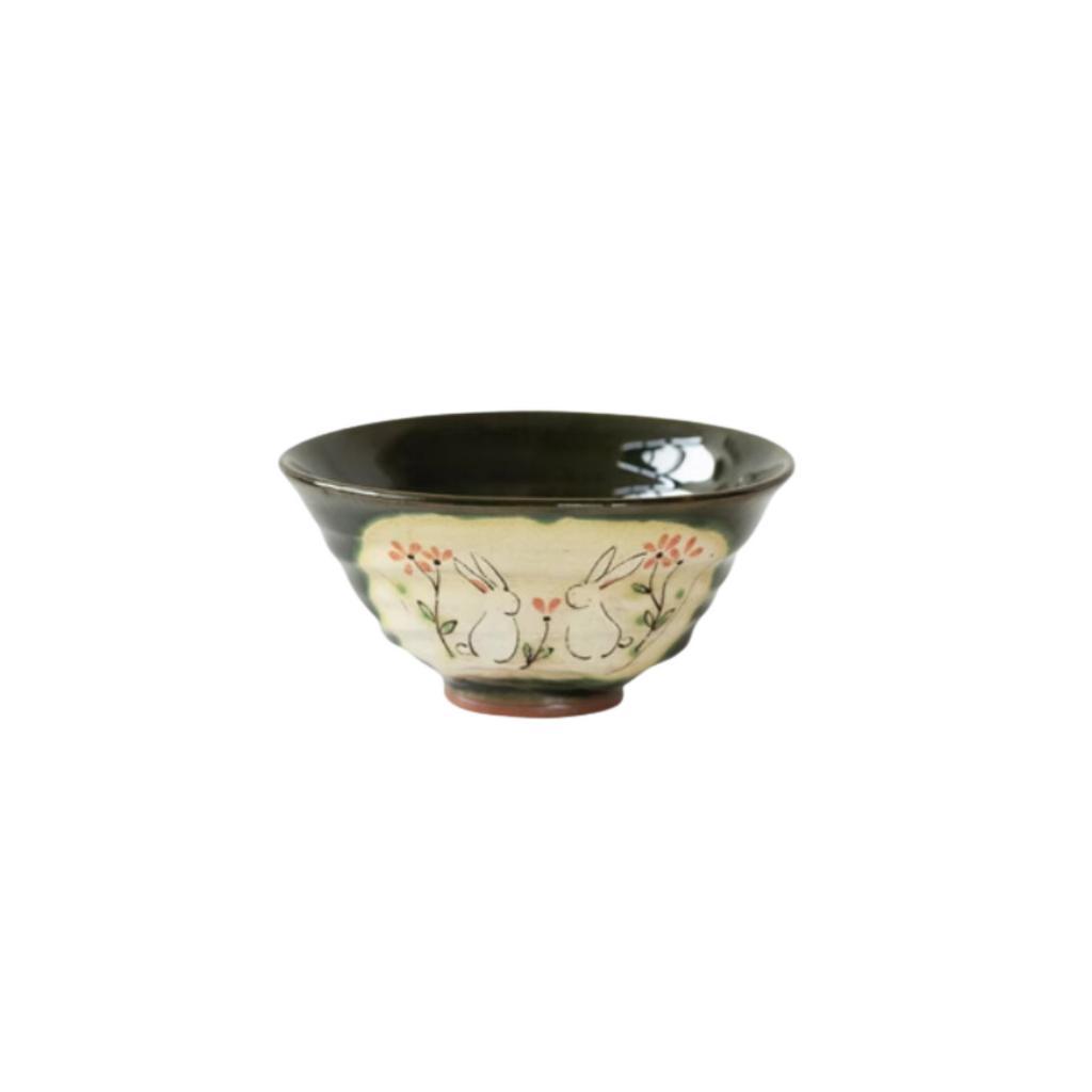 Seto Ware Hand-Painted Cute Rabbit Snack Bowl
